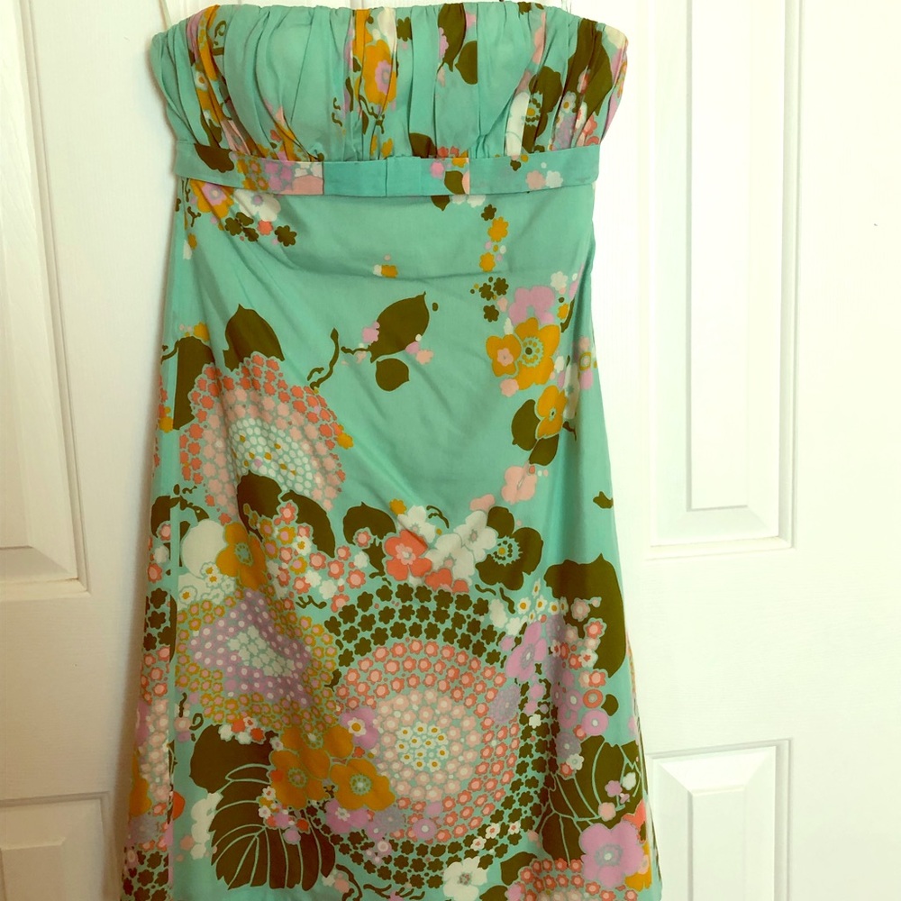 Tibi- Summer strapless floral dress with lining